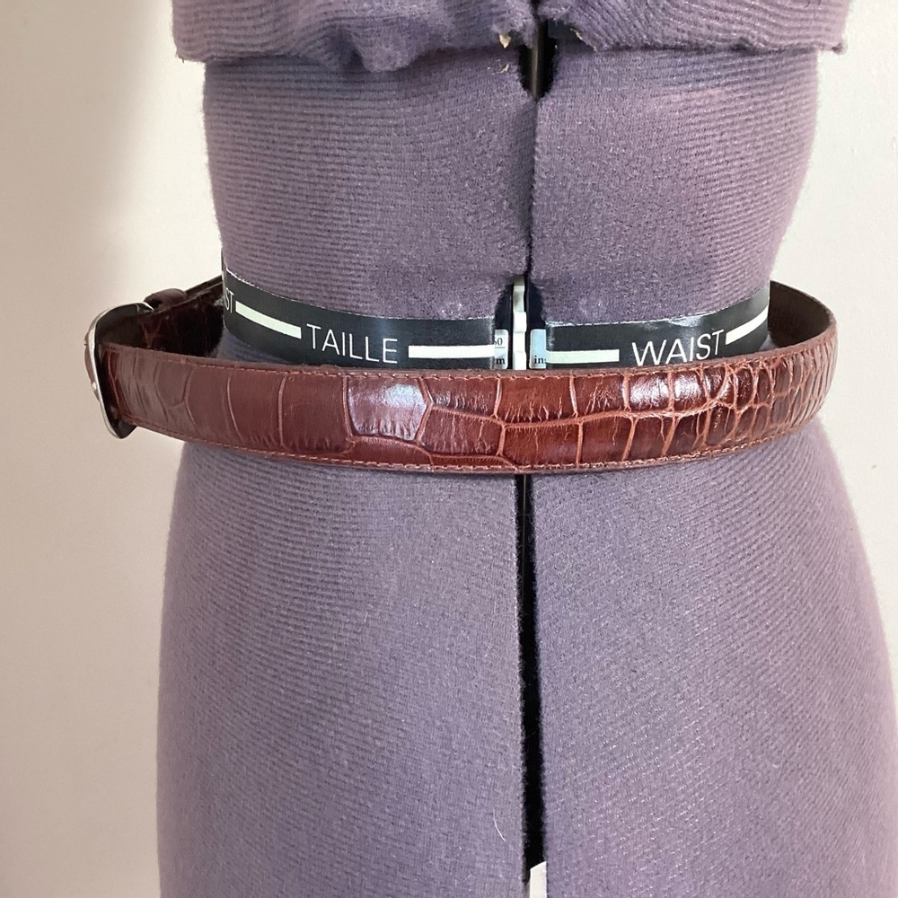 St Johns Bay Croc Embossed Leather Belt Size M - Picture 4 of 15